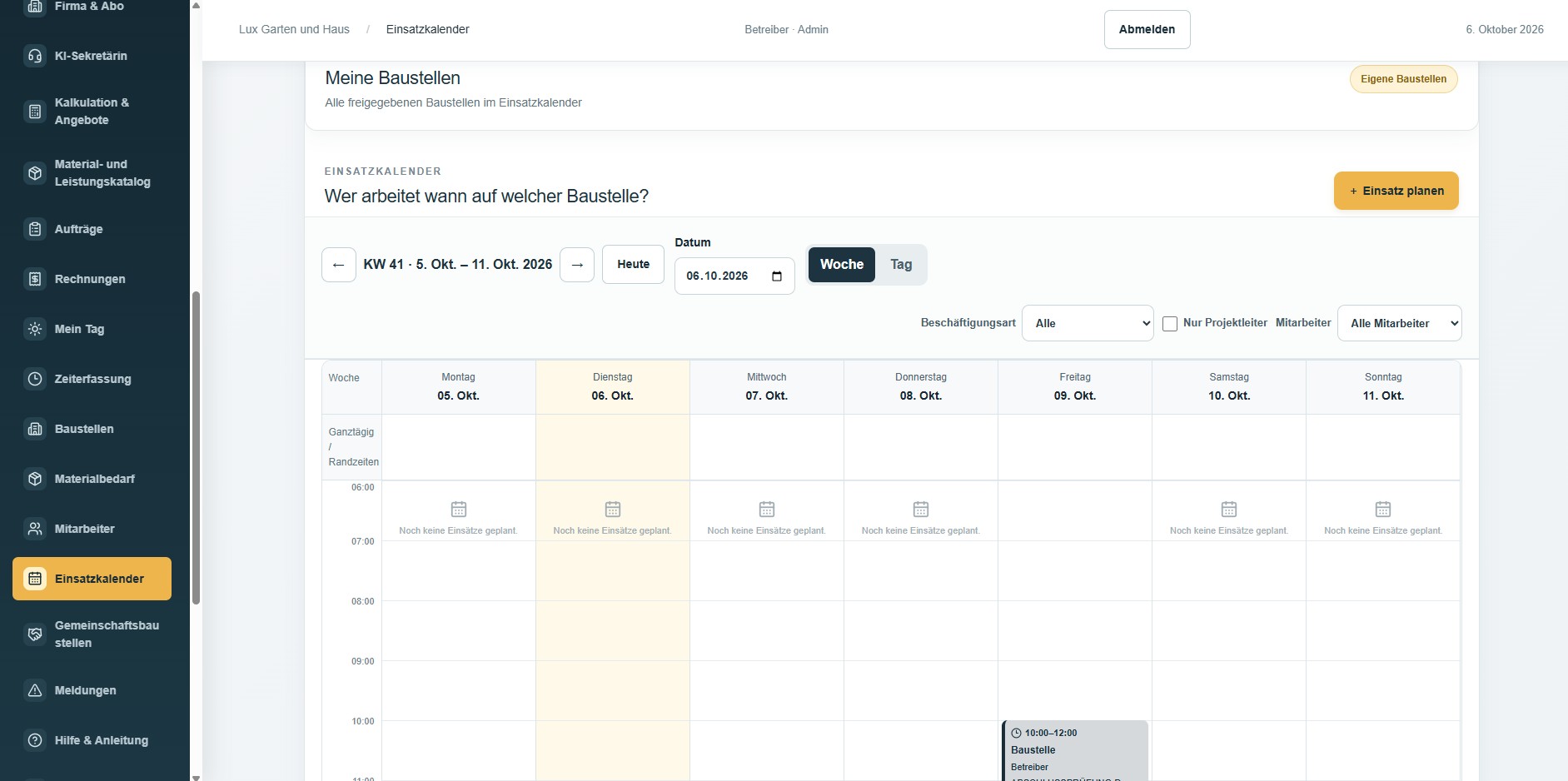 Plantrupp Software – Einsatzkalender